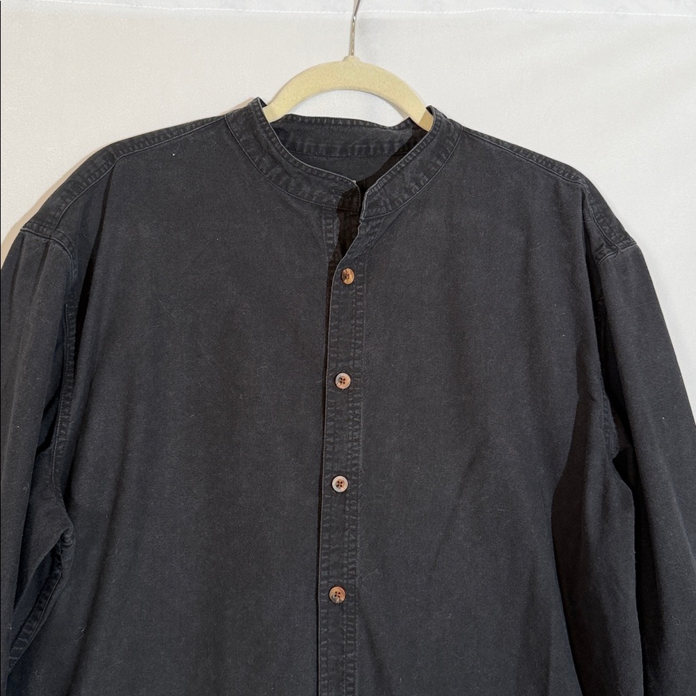 J. Peterman Long Sleeve Button Down Shirt Top Size L Black - Picture 2 of 10